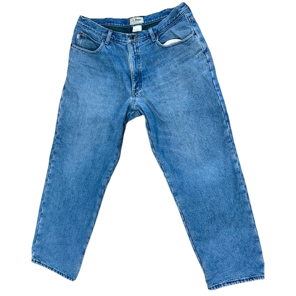 LL Bean Fleece Lined Jeans Men's Size 38x30 Medium Blue Straight Relaxed Fit